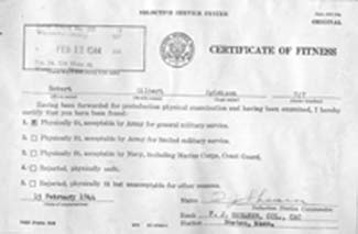 Robert Erickson's Certificate of Fitness (click to see actual size)