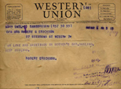 Telegram from Robert Erickson May 9, 1945