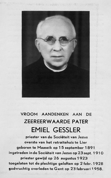 Emile Gessler Mass Card