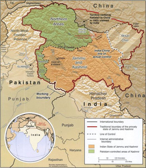 Map of India-Kashmir-Jammu