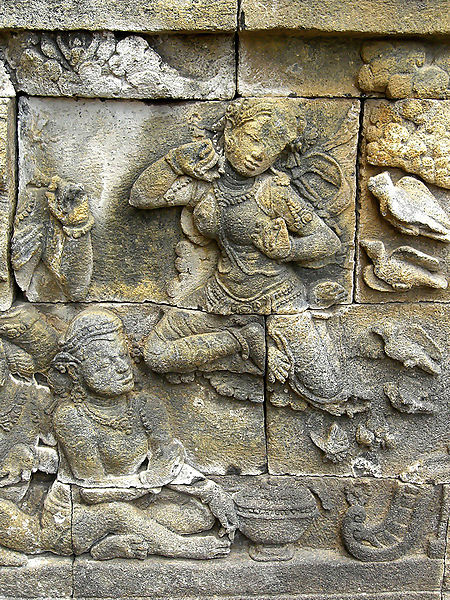 Flying Aspara relief on Borobudur