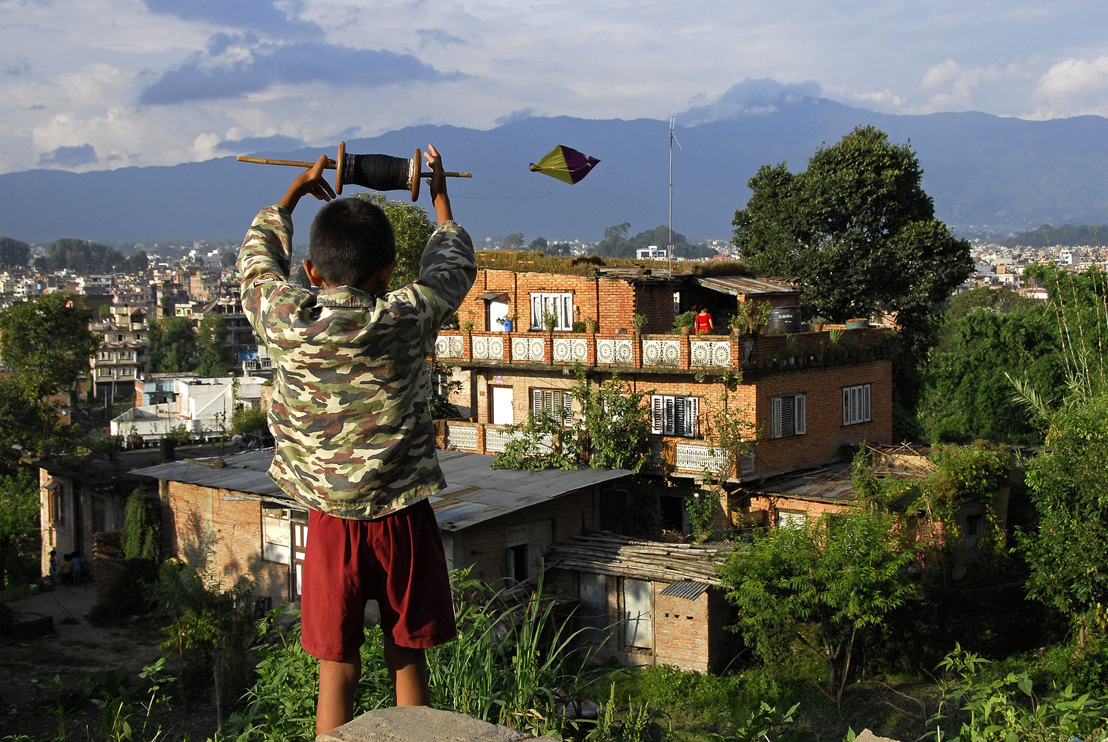 Flying kite in Kathmandu Valley