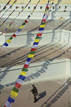 Boudhanath Stupa and Tibetan prayer flags