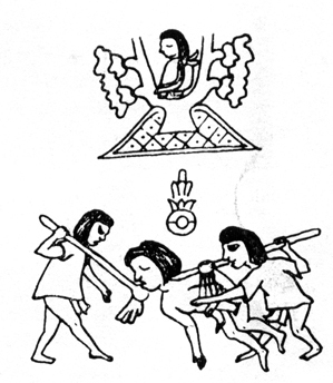 Nezahualcóyotl presencia la muerte de su padre (Códice Xólotl)