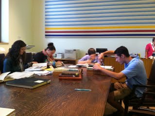 Students at the Worcester Art Museum Library