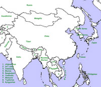 east asia political map blank