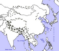 east asia physical map mountains