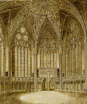 York, Chapter House, 1280s, drawing of the Chapter House about 1795 by Joseph Halfpenny. ©Crown Copyright 